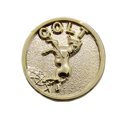 2 x Colt GRIP MEDALLIONS Real Gold Plated 15 MM