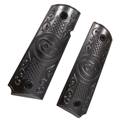 Metal 1911 GRIPS Full Size Black Scroll #T-TBC11
