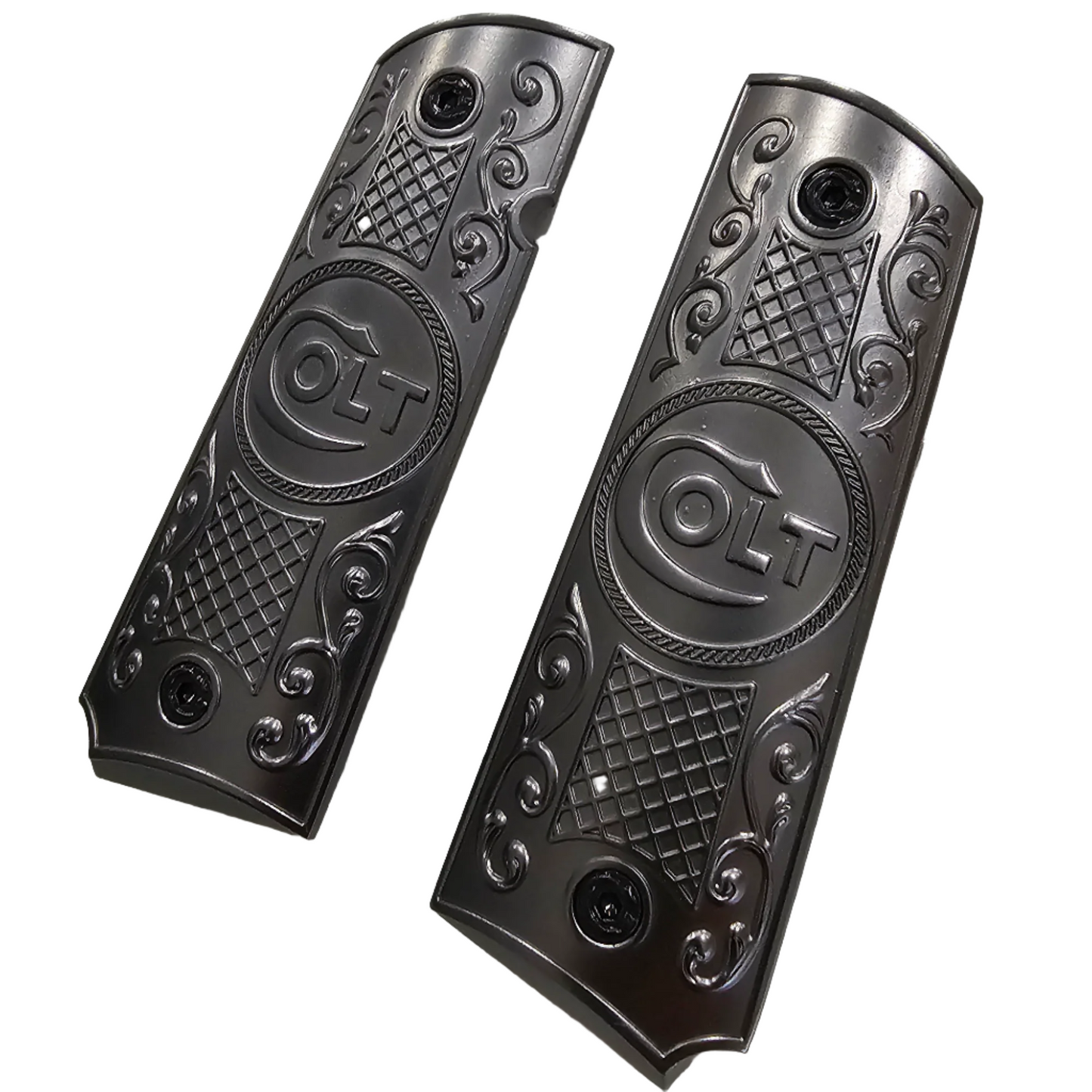 Metal 1911 GRIPS Full Size Black Scroll #T-TBC11