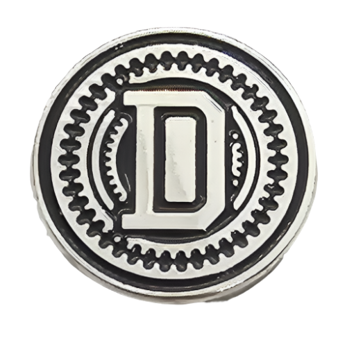2 x Letters D GRIP MEDALLIONS Real Silver Plated 13 MM