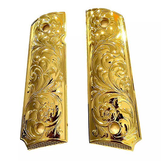 1911 GRIPS FULL SIZE - Metal - Scroll Design W Ambi Safety Gold #T-SC017