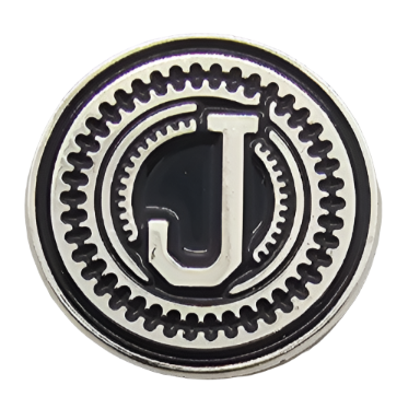 2 x Letters J GRIP MEDALLIONS Real Silver Plated 13 MM