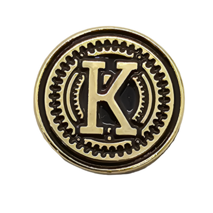 2 x Letters K GRIP MEDALLIONS Real Gold Plated 13 MM