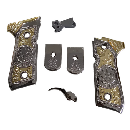 Limited Edition Beretta Parts Kit: Nickel Gold Finish – Elevate Your 92F, 92FS, M9, and 96 Models!