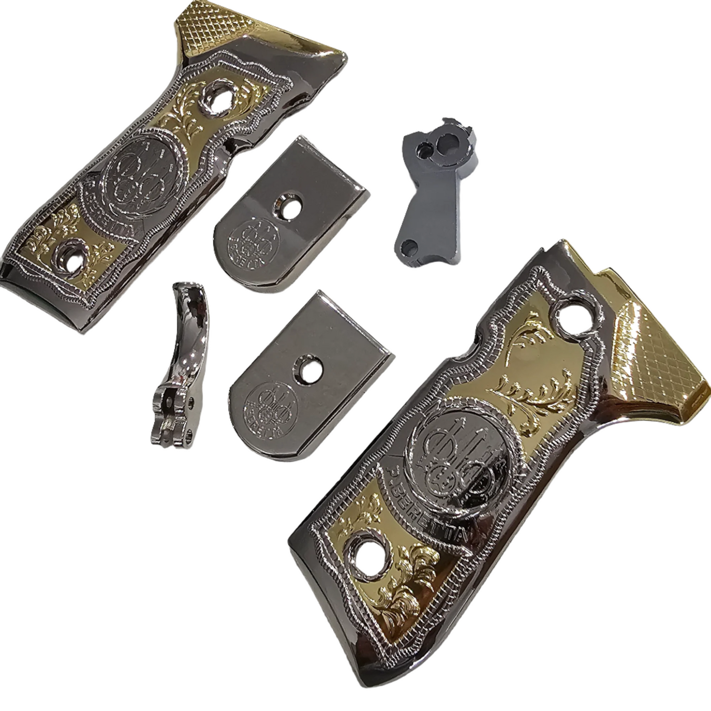 Limited Edition Beretta Parts Kit: Nickel Gold Finish – Elevate Your 92F, 92FS, M9, and 96 Models!