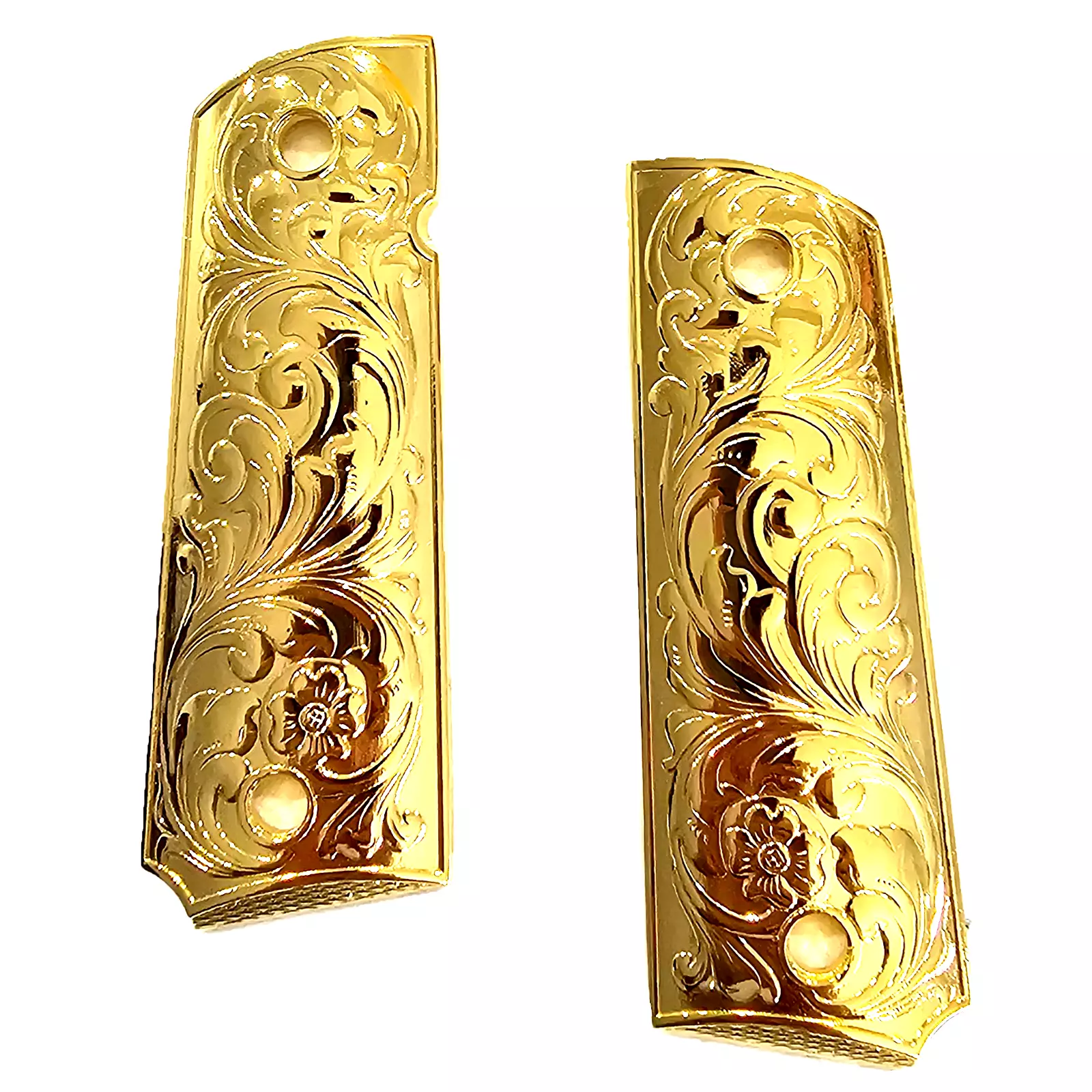 1911 GRIPS FULL SIZE - Metal - Scroll Design W Ambi Safety Gold #T-SC017