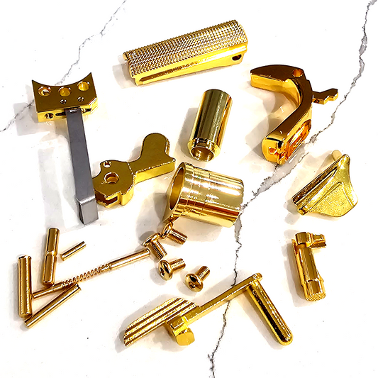 1911 Parts grip safety, Mainspring Trigger, Barrel Bushing, & More Real 24k Gold or Nickel