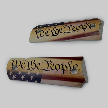 We The People 1911 FULL SIZE Grips METAL  Ambi Cut USA Flag Nickel