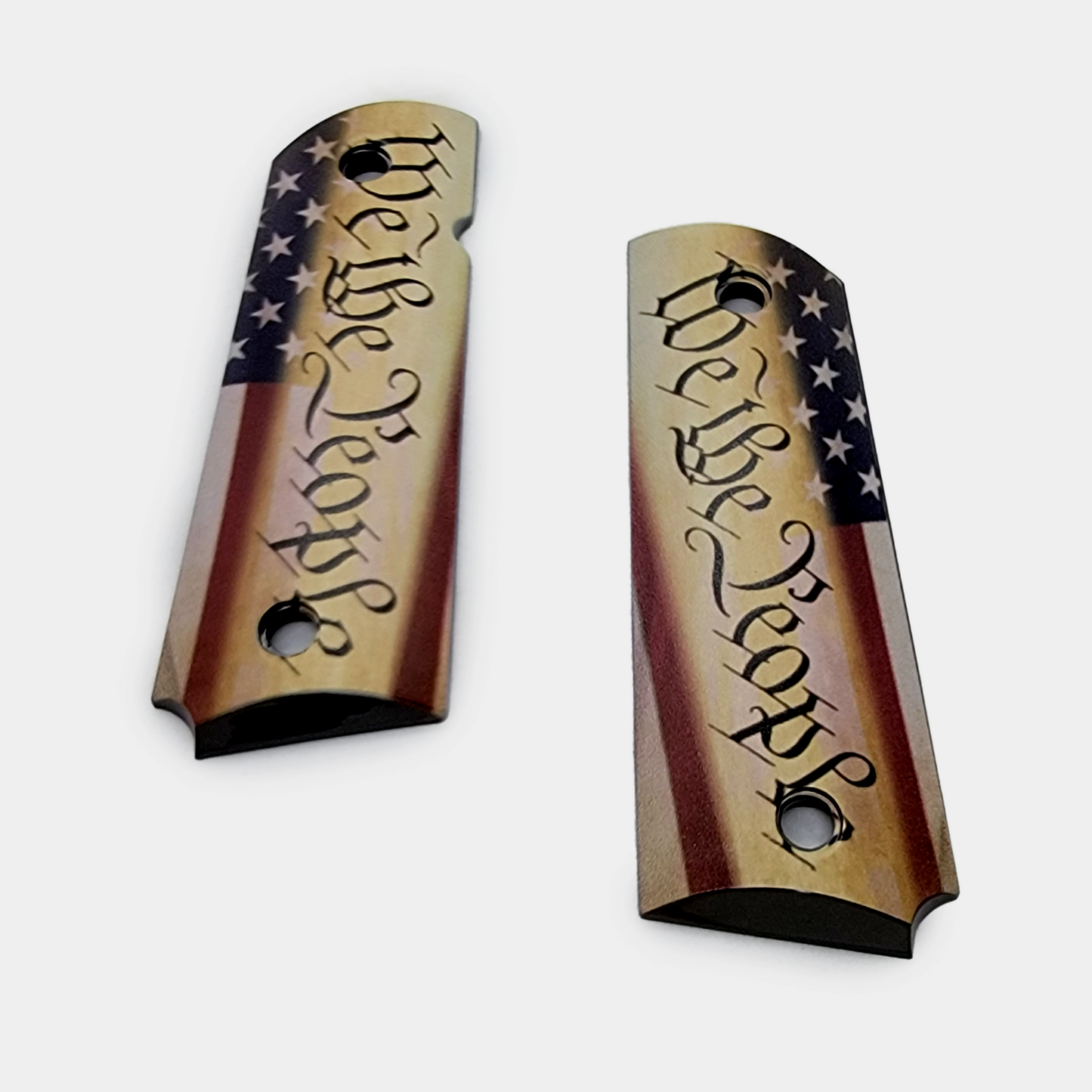 We The People 1911 FULL SIZE Grips METAL  Ambi Cut USA Flag Gold