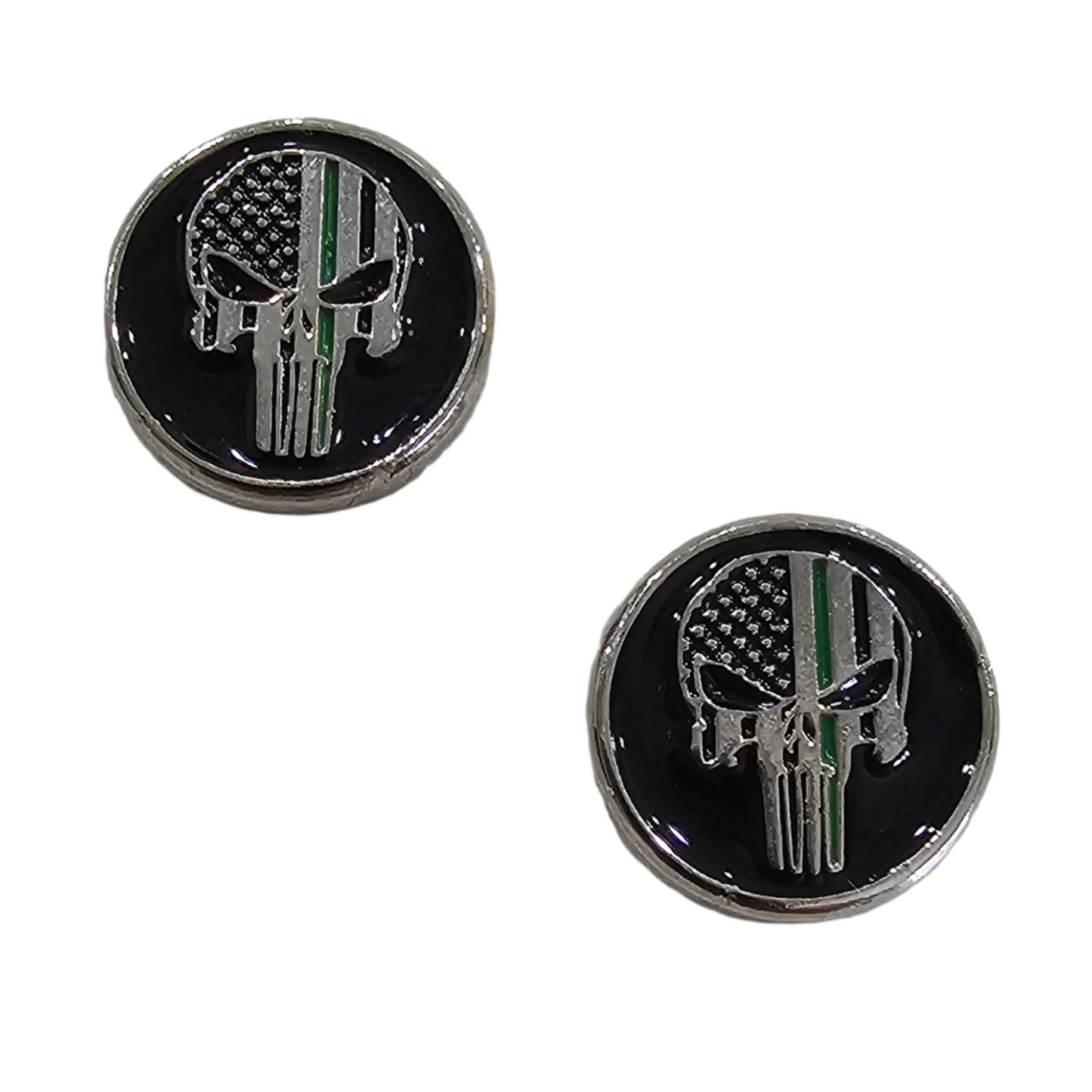 2 x Skull GRIP MEDALLIONS Nickel Plated 13 MM