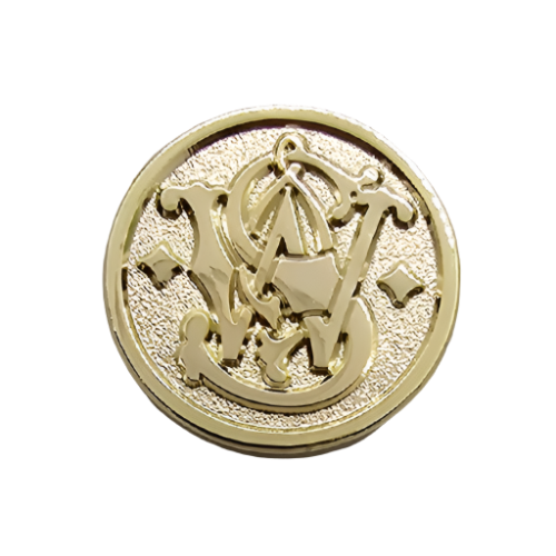 2 x S&W GRIP MEDALLIONS Real Gold Plated