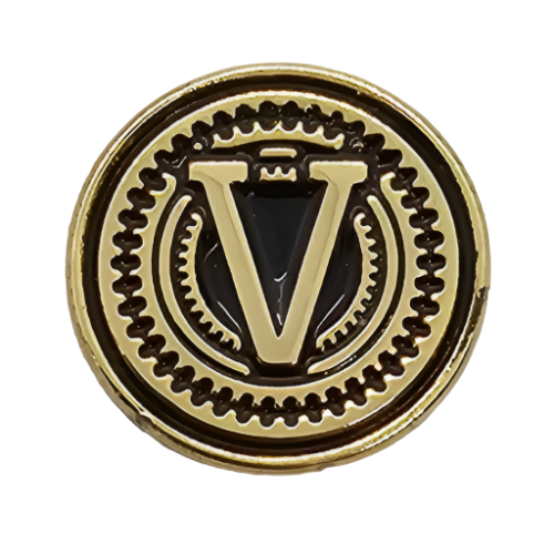2 x Letters V GRIP MEDALLIONS Real Gold Plated 13 MM