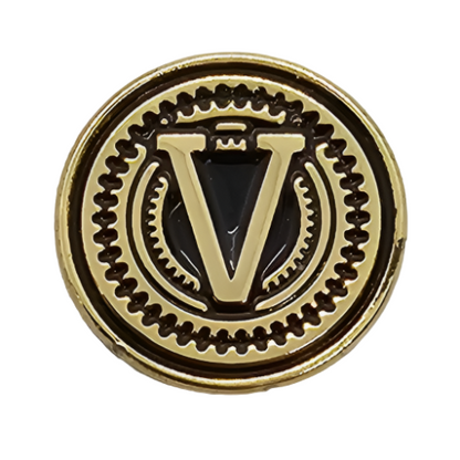 2 x Letters V GRIP MEDALLIONS Real Gold Plated 13 MM