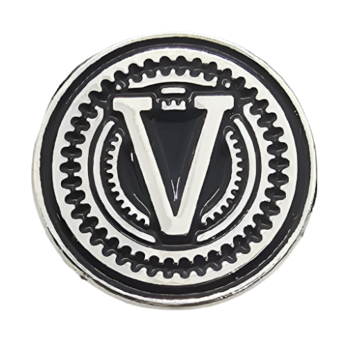 2 x Letters V GRIP MEDALLIONS Real Silver Plated 13 MM
