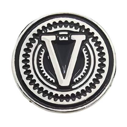 2 x Letters V GRIP MEDALLIONS Real Silver Plated 13 MM