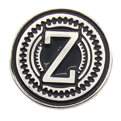2 x Letters Z GRIP MEDALLIONS Real Silver Plated 13 MM