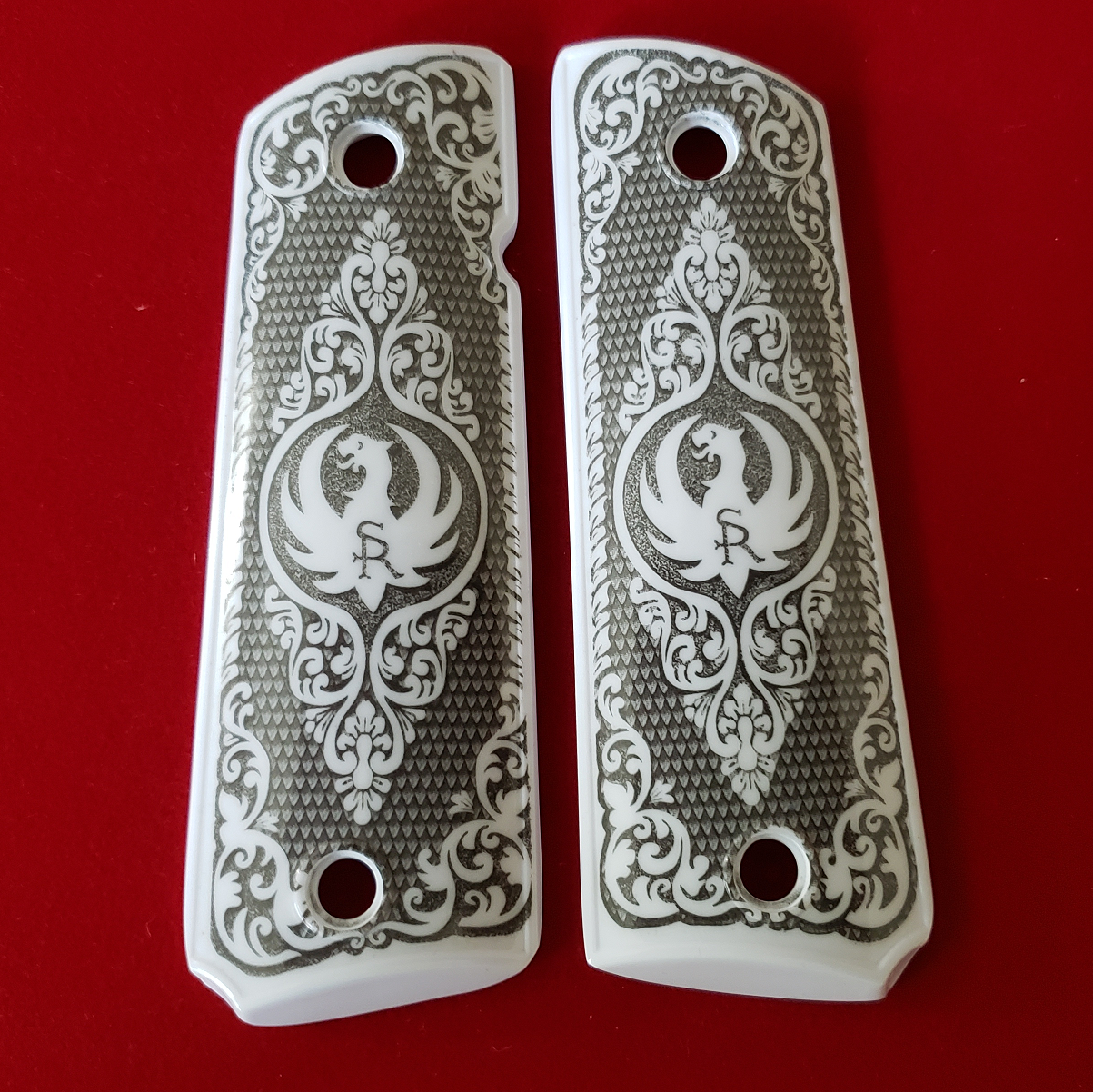 1911 Full Size Ruger ivory grips W Ambi Cut & Screws , T-T699