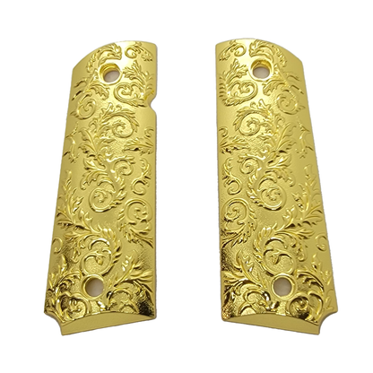 1911 GRIPS FULL SIZE - Metal - Scroll Design W Ambi Safety Nickel #T-SC02