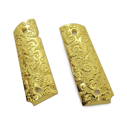 1911 GRIPS FULL SIZE - Metal - Scroll Design W Ambi Safety Nickel #T-SC02