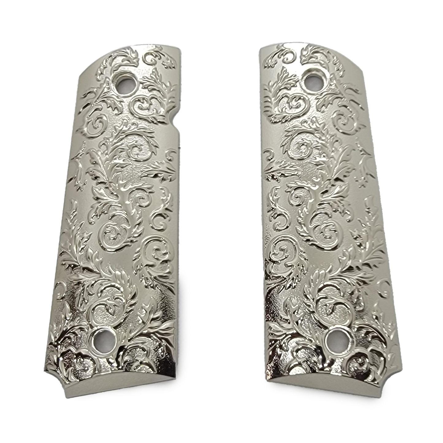 1911 GRIPS FULL SIZE - Metal - Scroll Design W Ambi Safety Nickel #T-SC02