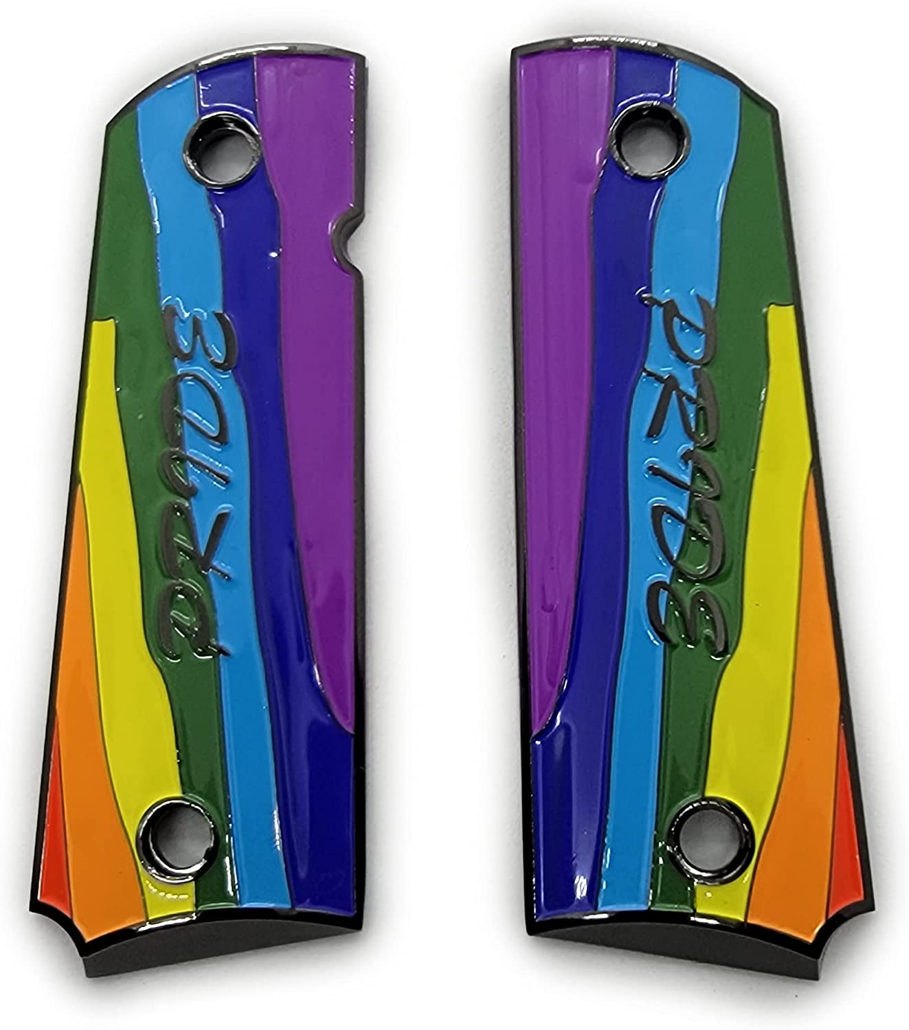 1911 FULL SIZE GRIPS Ambi Cut Rainbow W Soft Enamel