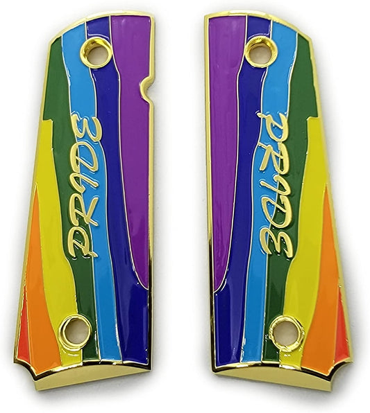 1911 FULL SIZE GRIPS Ambi Cut Rainbow W Soft Enamel