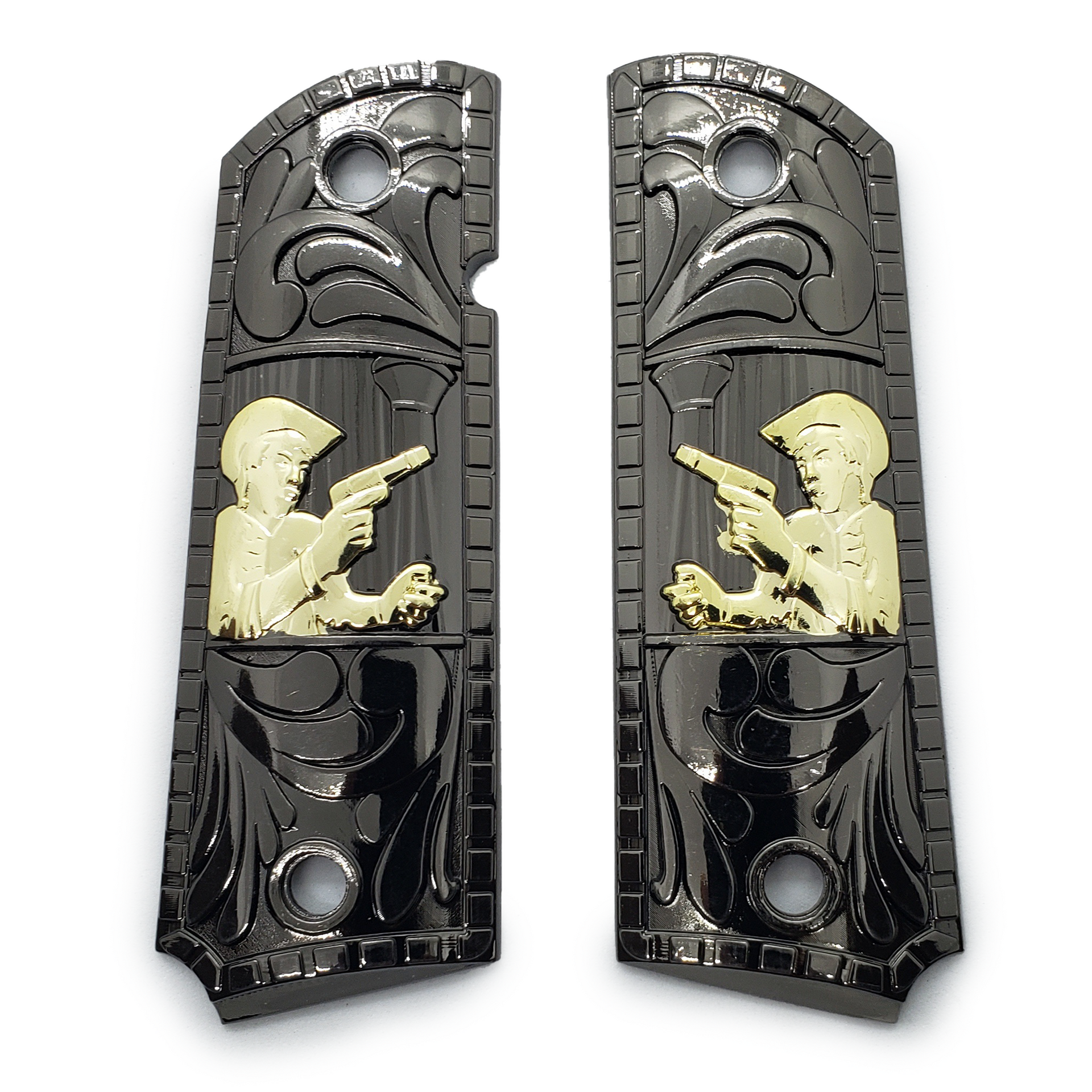 Chalino Sanchez 1911 COLT FULL SIZE Ambi Cut , Black Gold Plated