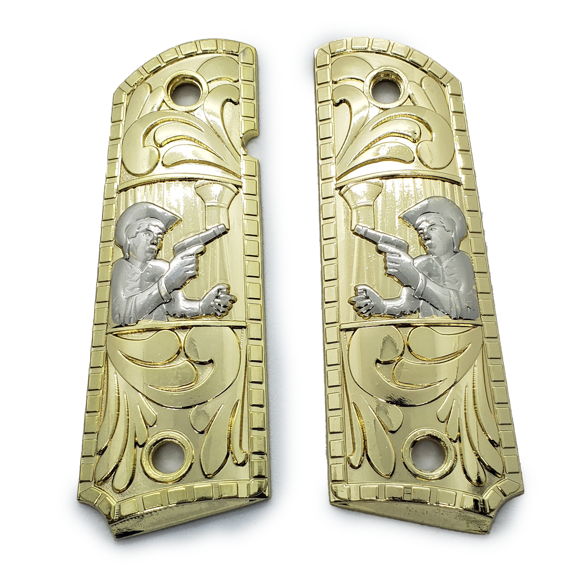 Chalino Sanchez 1911 COLT FULL SIZE Ambi Cut , Gold Nickel Plated