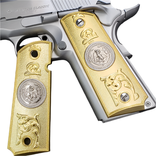 1911 COLT FULL SIZE GOVERNMENT Ambi Cut 2 TONES 24K GOLD/NICKEL #T-T282