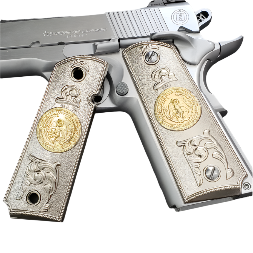 1911 COLT FULL SIZE GOVERNMENT Ambi Cut 2 TONES 24K  NICKEL/GOLD #T-T282