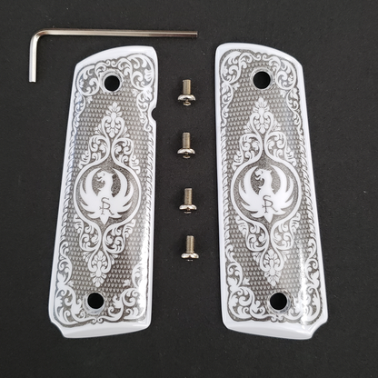1911 Full Size Ruger ivory grips W Ambi Cut & Screws , T-T699