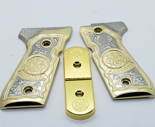 Beretta Grips 92/96 Series Pistols + 2 X Magazine Plates Gold Plated screws included