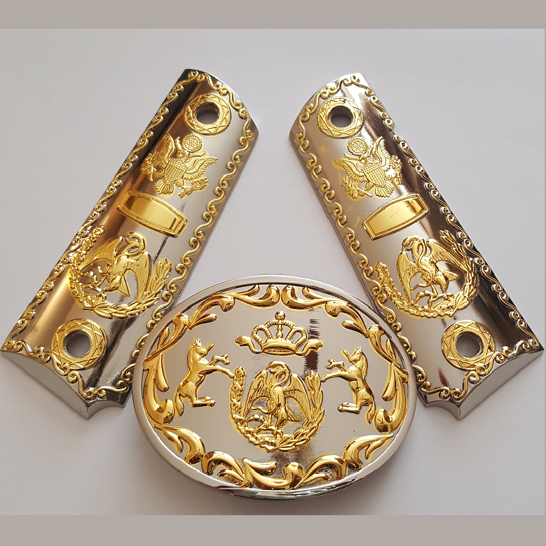 1911 Grips With Buckle Government 45 Colt Gold Plated Screws Included #T-T324