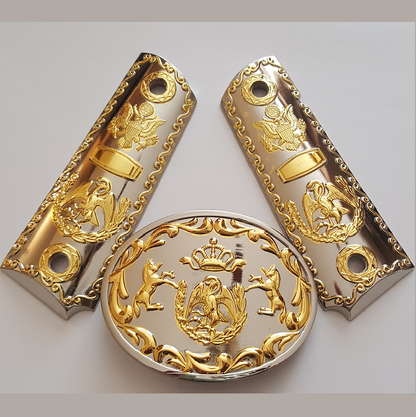 1911 Grips With Buckle Government 45 Colt Gold Plated Screws Included #T-T324