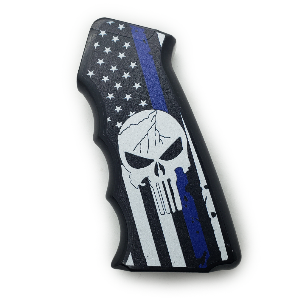 AR15/M4 Aluminum Grips Blue Line