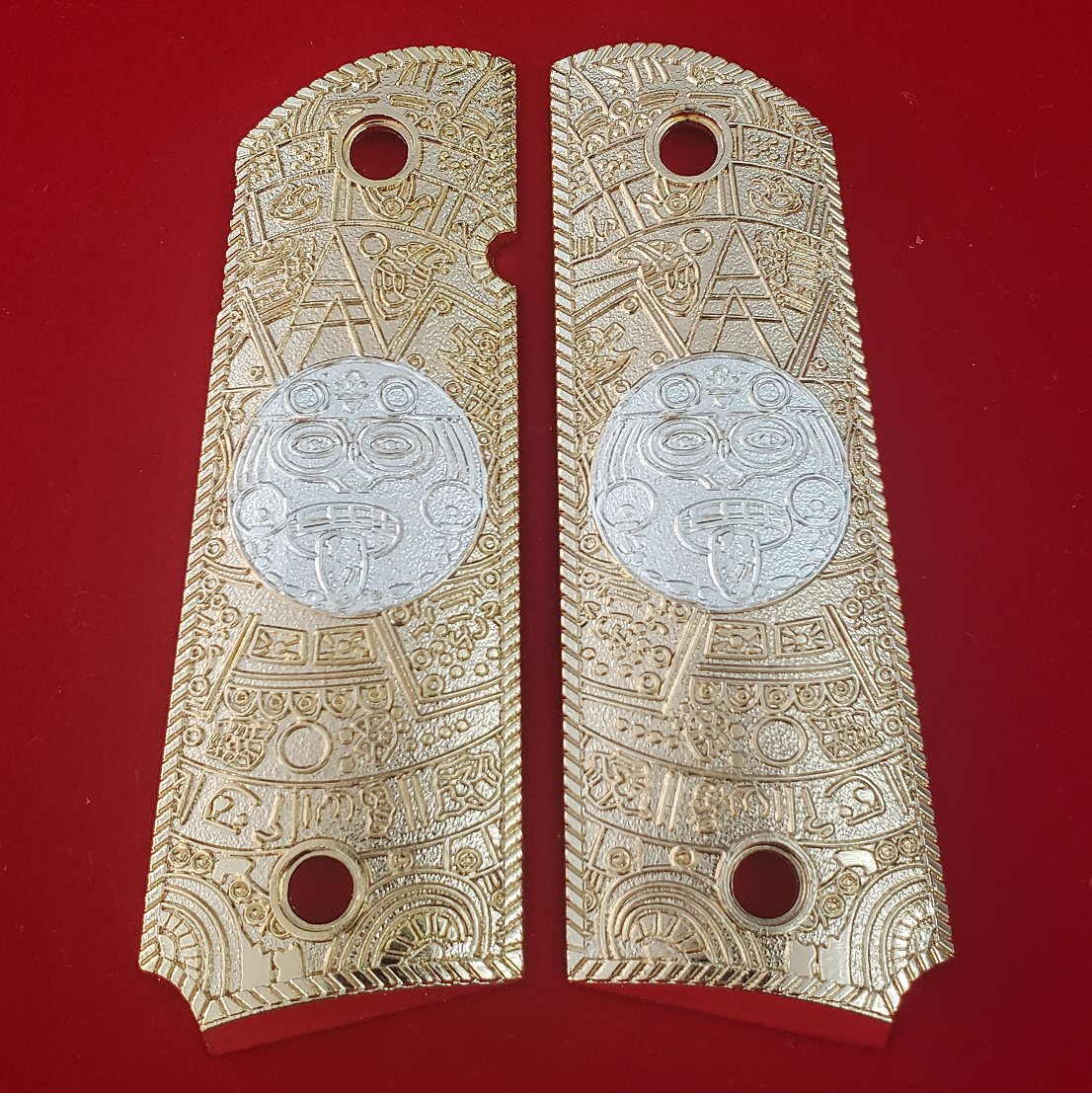 1911 FULL SIZE Aztec Grips Silver Ambi Cut #T-T786