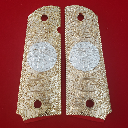 1911 FULL SIZE Aztec Grips Silver Ambi Cut #T-T786