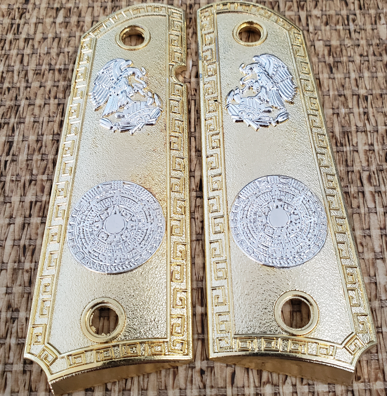 1911 FULL SIZE Aztec Grips Nickel Plated  Ambi Cut #T-T783
