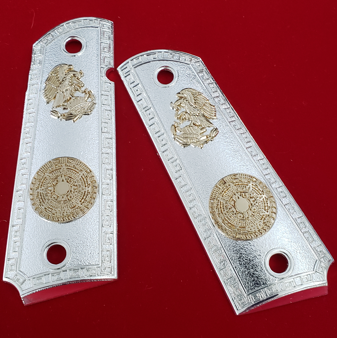 1911 FULL SIZE Aztec Grips Nickel Plated  Ambi Cut #T-T783
