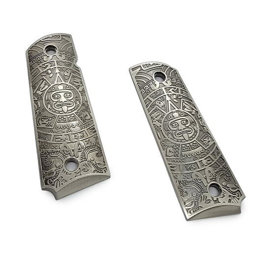 1911 FULL SIZE  Grips Aztec Calendar W Ambi Cut Silver