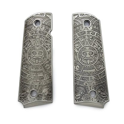 1911 FULL SIZE  Grips Aztec Calendar W Ambi Cut Silver
