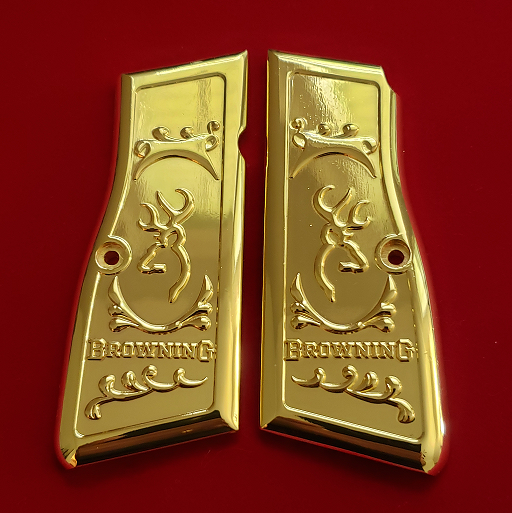 Browning Hi power Engraved Gun Grips Gold Plated T-T1003