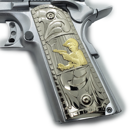 Chalino Sanchez 1911 COLT FULL SIZE  Ambi Cut , Nickel Gold Plated