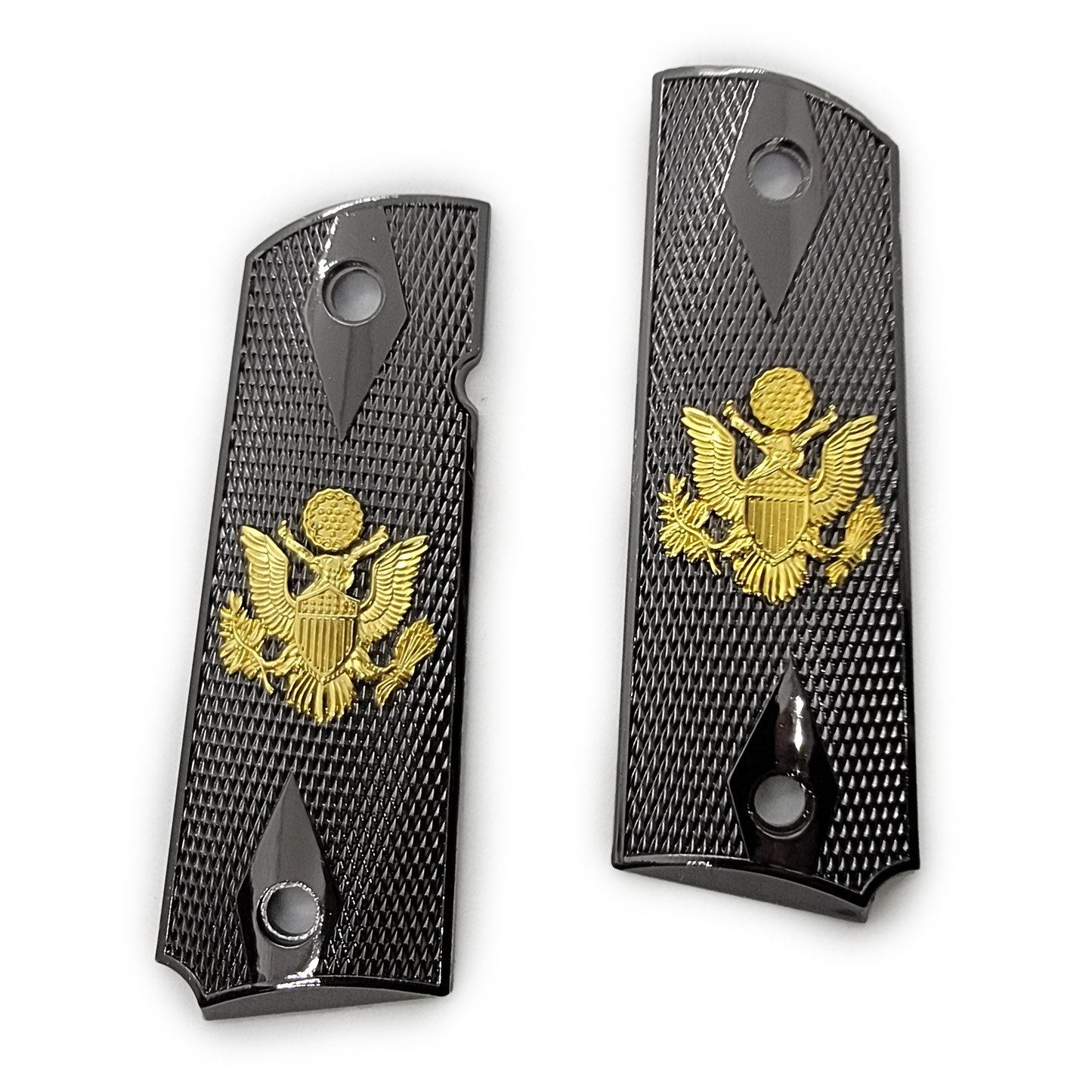 1911 COLT FULL SIZE  Checkered Eagle Ambi Cut Black Nickel