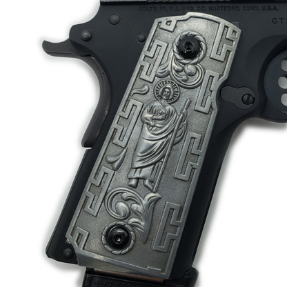 1911 Grips Compact Officer Size  St Jude Grips Black Silver