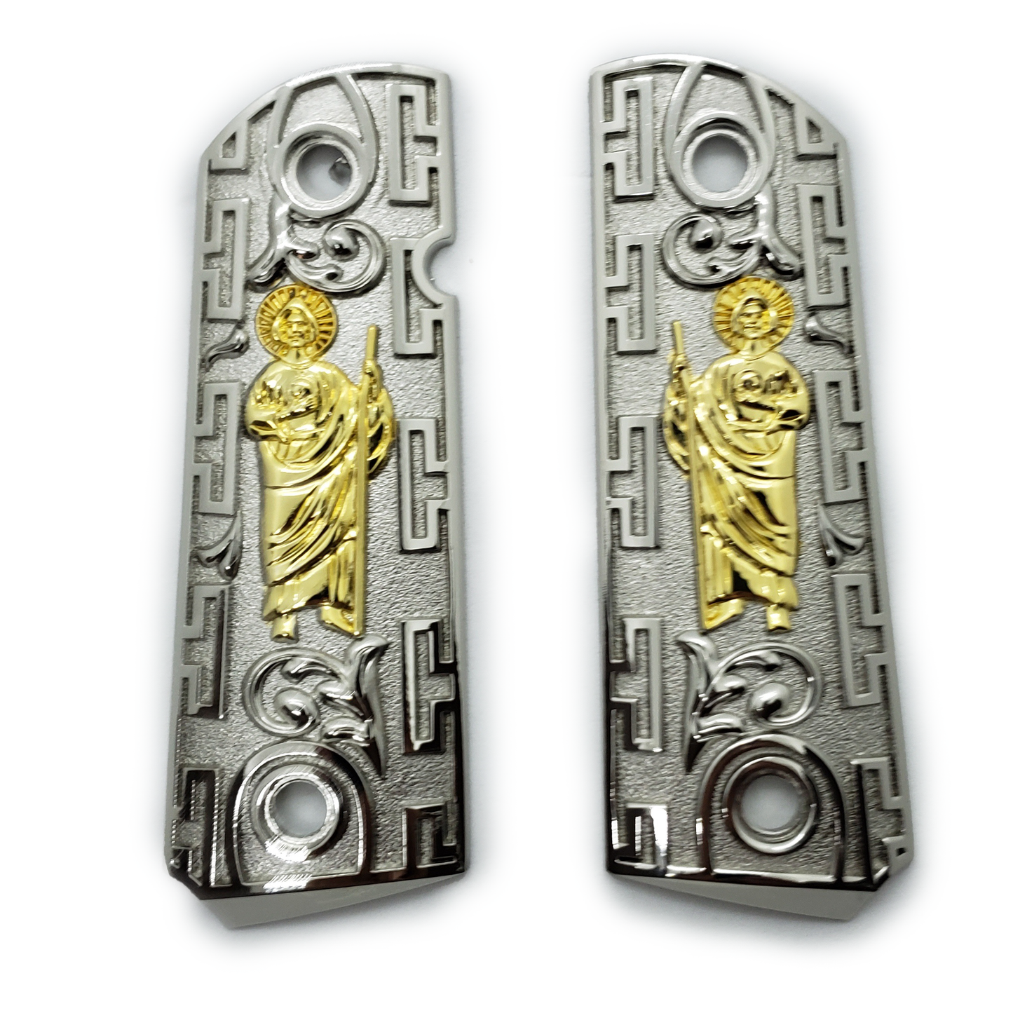1911 Grips Compact Officer Size  St Jude Grips Black Silver
