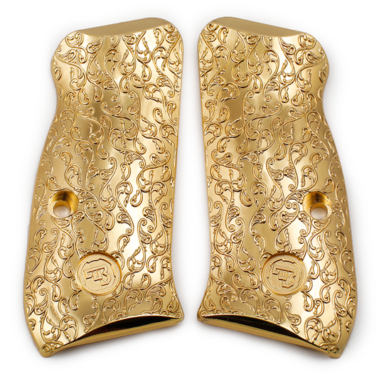 CZ 75 Compact Scroll Grips Gold Plated