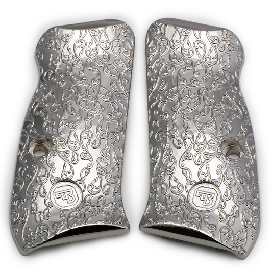 CZ 75 85 Compact Scroll Grips Nickel Plated