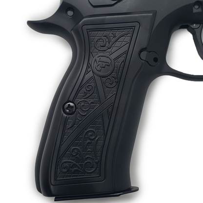 CZ 75 Grips Scroll Full Size 75 B BD SP-01 Shadow 2 Nickel #T-CZ01