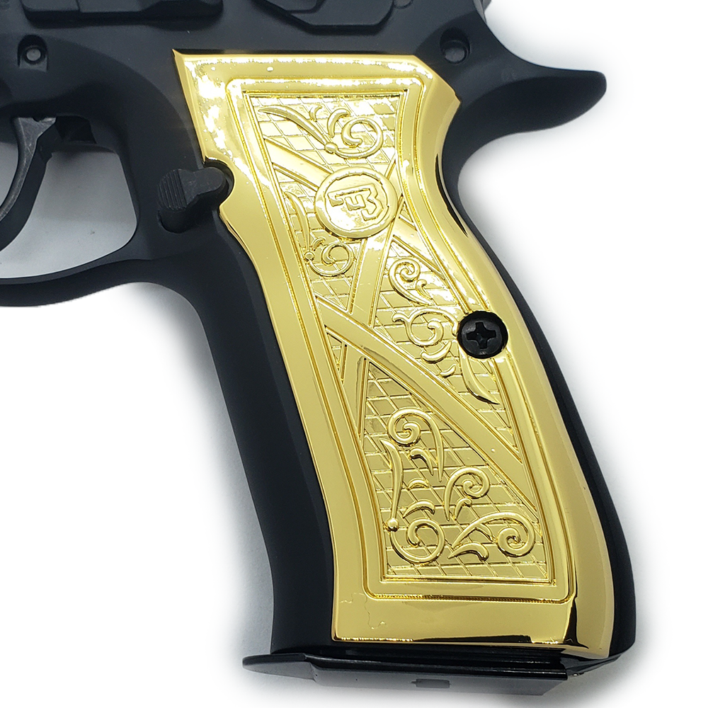CZ 75 Grips Scroll Full Size 75 B BD SP-01 Shadow 2 Gold Plated #T-CZ03